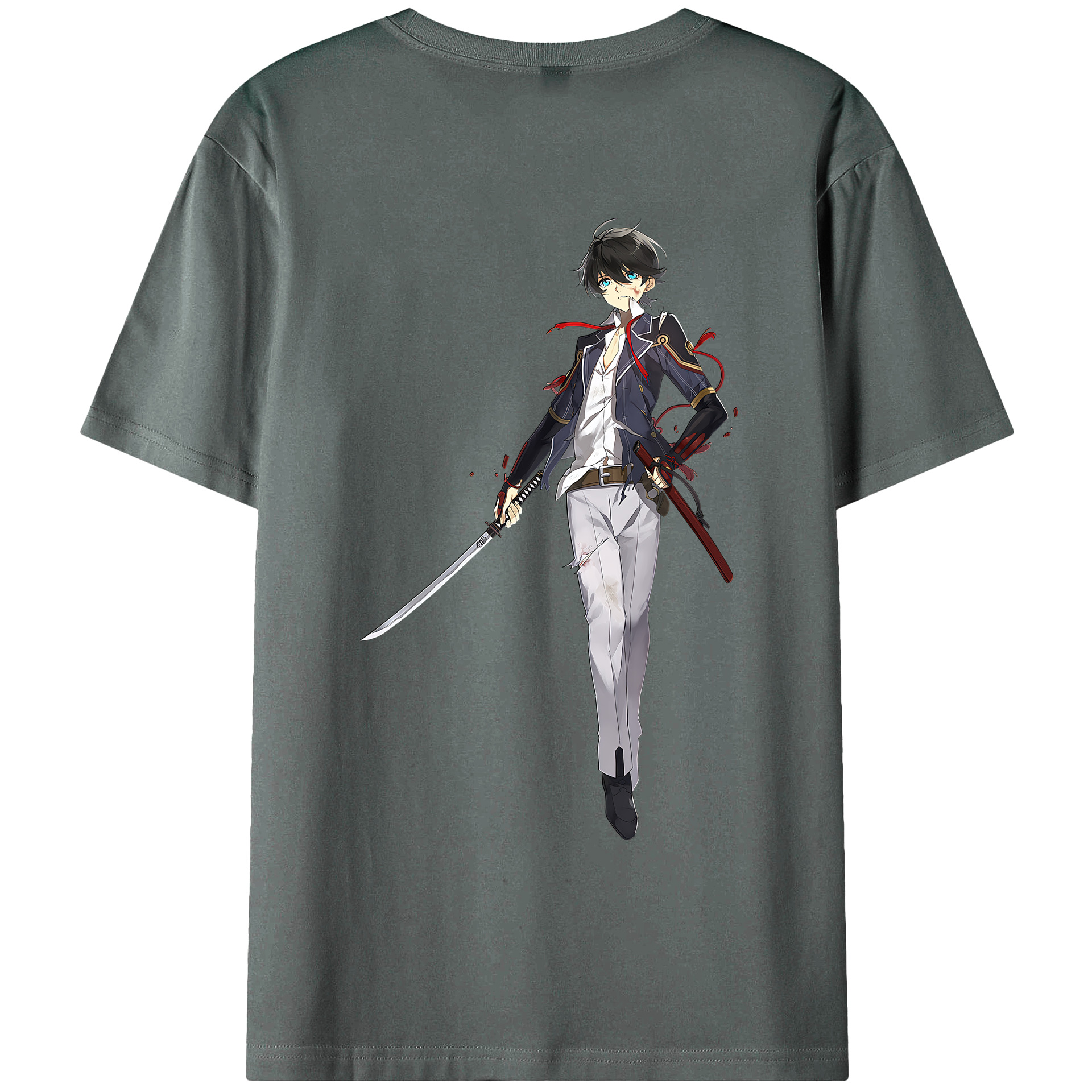 （画像用） 刀剣乱舞 Touken Ranbu 綿100％ メンズ半袖Tシャツ（バックプリント） 通気性